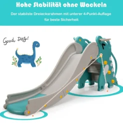 4-in-1-Dinosaurierrutsche Spielset zum Klettern & Rutschen für Babys mit Basketballkorb 188 x 65 x 80 cm