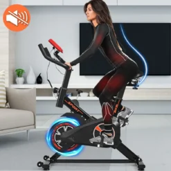 Indoor Fahrrad mit 6KG Schwungrad Heimtrainer Fahrrad LCD-Anzeige Schwarz und Rot