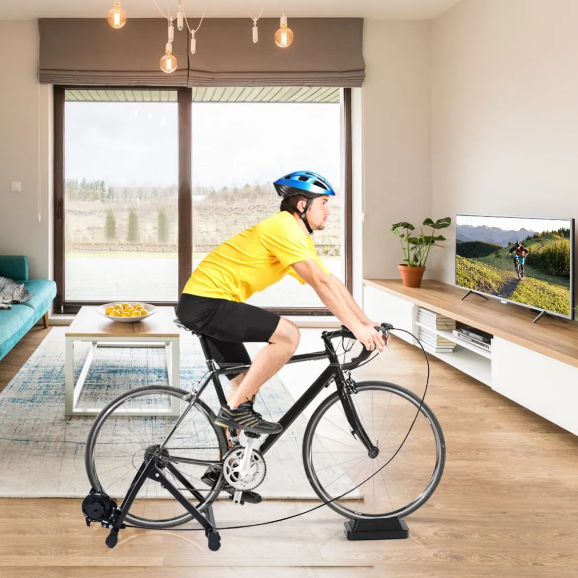 Indoor Fahrradrollentrainer Cycletrainer Faltbarer Fahrrad-Trainerständer 150kg Schwarz