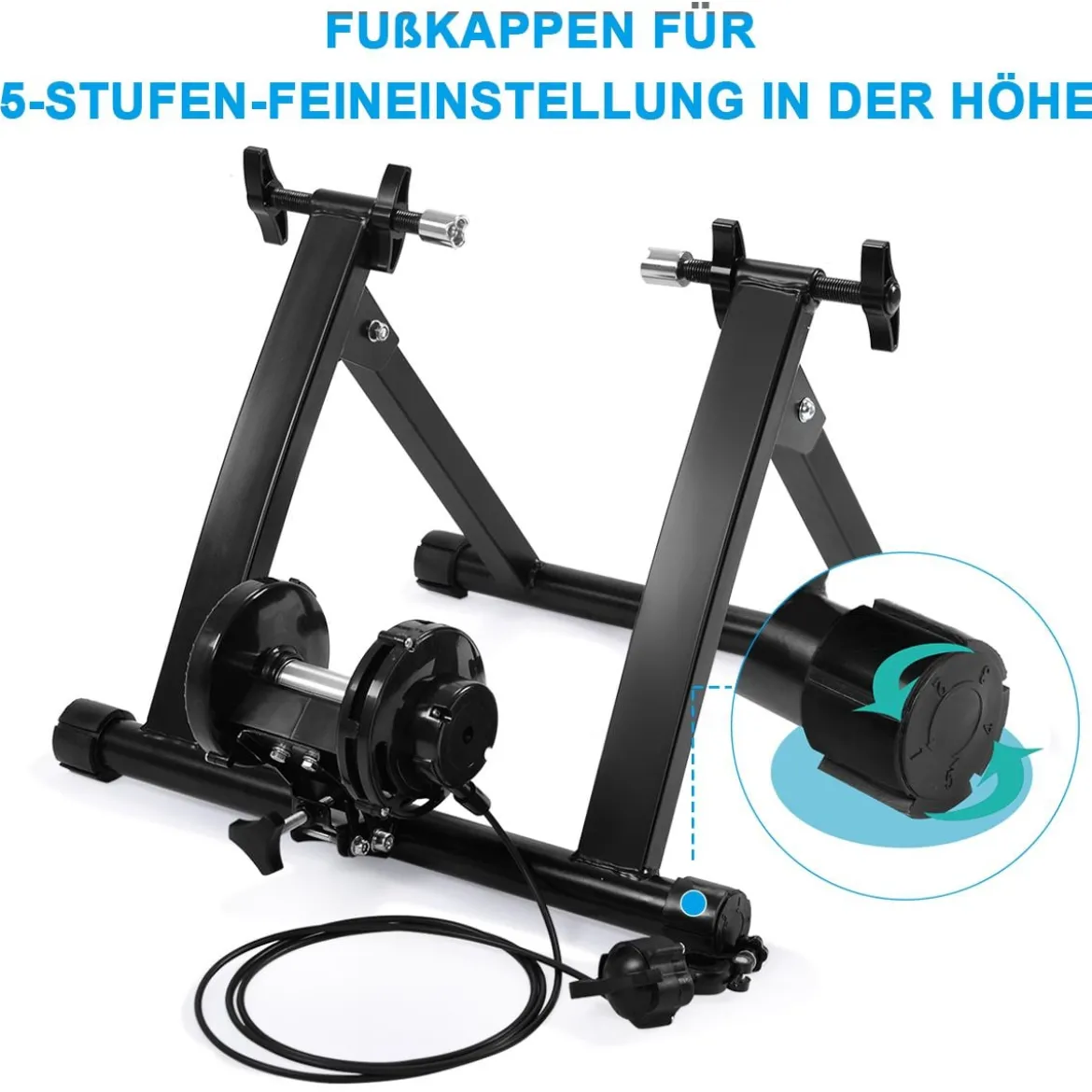 Indoor Fahrradrollentrainer Cycletrainer Faltbarer Fahrrad-Trainerständer 150kg Schwarz