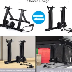 Indoor Fahrradrollentrainer Cycletrainer Faltbarer Fahrrad-Trainerständer 150kg Schwarz