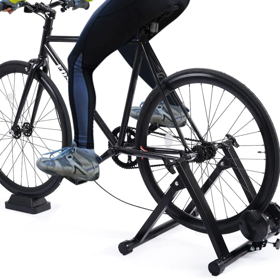 Indoor Fahrradrollentrainer Cycletrainer Faltbarer Fahrrad-Trainerständer 150kg Schwarz