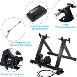 Indoor Fahrradrollentrainer Cycletrainer Faltbarer Fahrrad-Trainerständer 150kg Schwarz