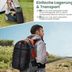 2 in 1 Doppelschlafsack Einzelschlafsack XL Deckenschlafsack mit 2 Kissen 220 x 150 cm