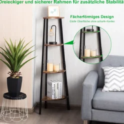 Industrie-Eckregal Pflanzenregal mit 4 Ebenen 34 x 34 x 124,5 cm Braun + Schwarz