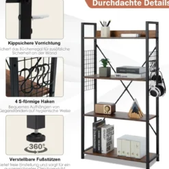 Industrielles 4-stufiges Bücherregal multifunktionales Lagerregal mit Anti-Kipp-Vorrichtung