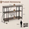 Industrielles Weinregal mit Glashalter & Regalen & Steckdosen für 15 Weinflaschen Weinschrank Braun