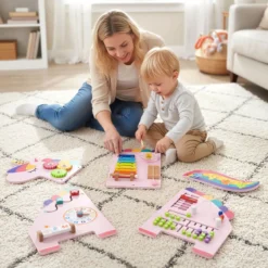 11 in 1 Einhorn Aktivitätswand für Frühe Entwicklung Busy Board Paneele für Kleinkinder Sinnesbrett