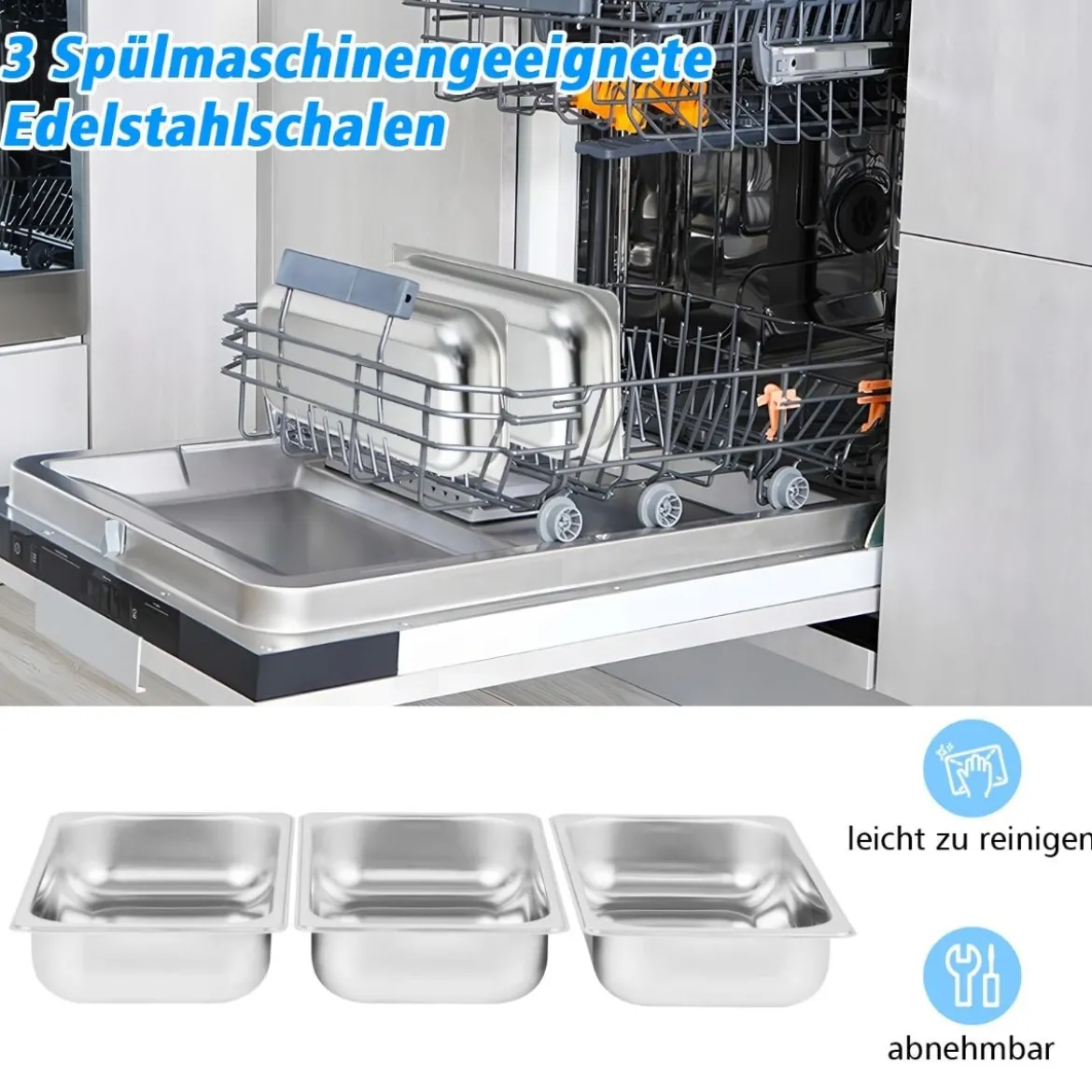 3 in 1 Elektrischer Wärmebehälter mit Temperaturregler bis 150℃ 450W Speisewärmer 9L