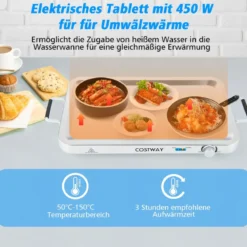 3 in 1 Elektrischer Wärmebehälter mit Temperaturregler bis 150℃ 450W Speisewärmer 9L