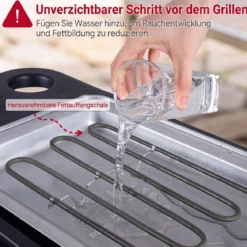 2 in 1 Elektrogrill 2000W Standgrill mit Doppelter Grillplatten & Höhenverstellbarem Ständer