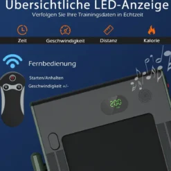 2-in-1 Faltbares Laufband mit APP & Fernbedienung Handyhalter LED-Display und Lautsprecher Grün