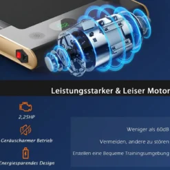 2-in-1 Faltbares Laufband mit APP & Fernbedienung Handyhalter LED-Display und Lautsprecher Gelb