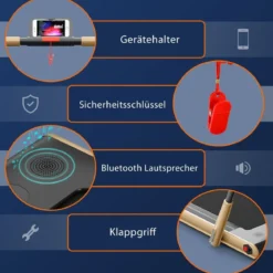 2-in-1 Faltbares Laufband mit APP & Fernbedienung Handyhalter LED-Display und Lautsprecher Gelb
