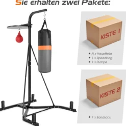 2 in 1 Freistehender Boxsackständer mit Boxsack & Höhenverstellbarem Speedball Boxsackhalterung