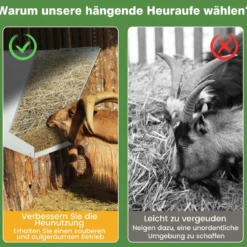 2 in 1 Heu- & Getreidetränke aus Verzinktem Metall mit Verstellbarem Abstand & Maschennetz