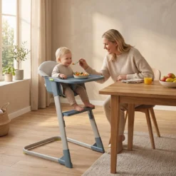 2-in-1 Hochstuhl Kinderhochstuhl mit Abnehmbarem & Verstellbarem Tablett Fußstütze Metallrahmen Grau