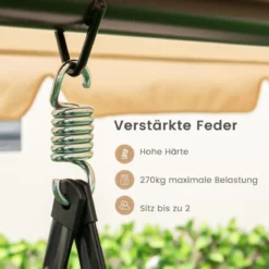 2-in-1 Hollywoodschaukel Umwandelbare Gartenschaukel mit Flachbett-Modus Beige