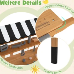 2-in-1 Holz-Kinderwagen & Werkzeugbank Spiel-Werkbank mit realistischen Werkzeugen Natur