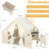 6-IN-1 Holz Kinderzelt mit Kindertisch & Stuhl & Matte & Tafel Spielhaus 145 x 98 x 113 cm