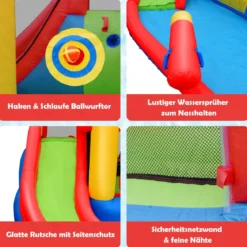 7 in 1 Hüpfburg mit 740W Gebläse Aufblasbare Wasserrutsche Outdoor 410 x 385 x 220 cm