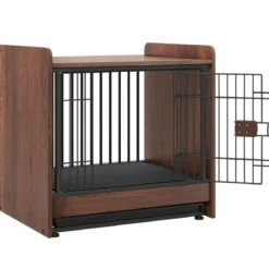 2 in 1 Hundekäfig Nachttish mit Abschließbarer Tür & Abnehmbarem Tablett Tierkäfig Hundebox