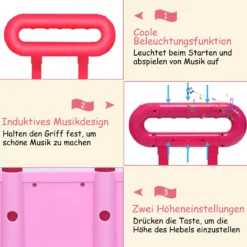 2 in 1 Küchen-Spielzeug-Trolley Küchen-Spielzeug-Set höhenverstellbar Kinder Rollenspiel Spielzeug Rosa