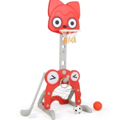 4 in 1 Kinder Basketballkorb Set Höhenverstellbarer Basketballständer mit Fußballtor