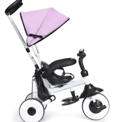 4-in-1 Kinderdreirad Klappbar Baby-Dreirad 3 Räder Fahrrad mit Markise Rosa
