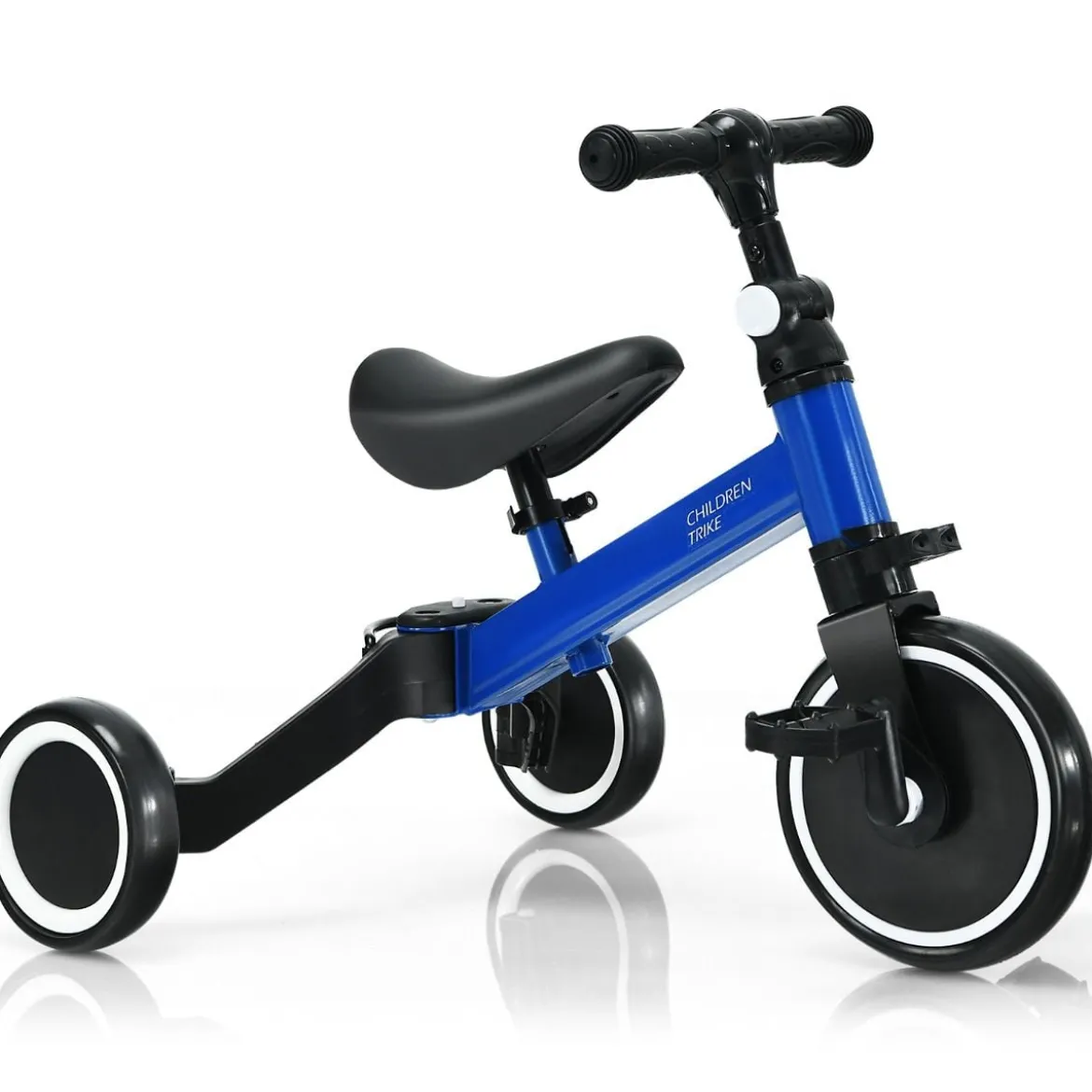 3 in 1 Kinder Dreirad & Laufrad & Balance Bike mit verstellbarem Sitz & Lenker Blau