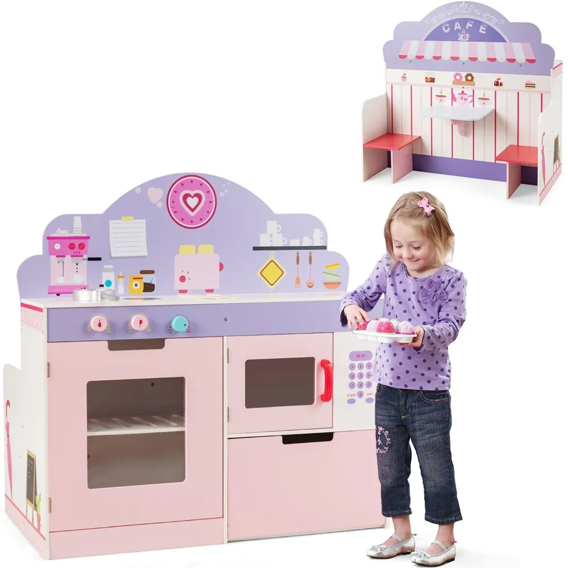 2 in 1 Kinderküche und Restaurant doppelseitiges Rollenspiel Set Spielküche