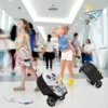 2 in 1 Kinderkoffer und Scooter mit LED Räder 26L Kindertrolley mit Bremse Roboter