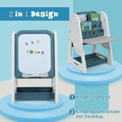 2 in 1 Kinder-Kunststaffelei Doppelseitige Magnetische Tafel Blau