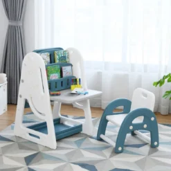 2 in 1 Kinder-Kunststaffelei Doppelseitige Magnetische Tafel Blau