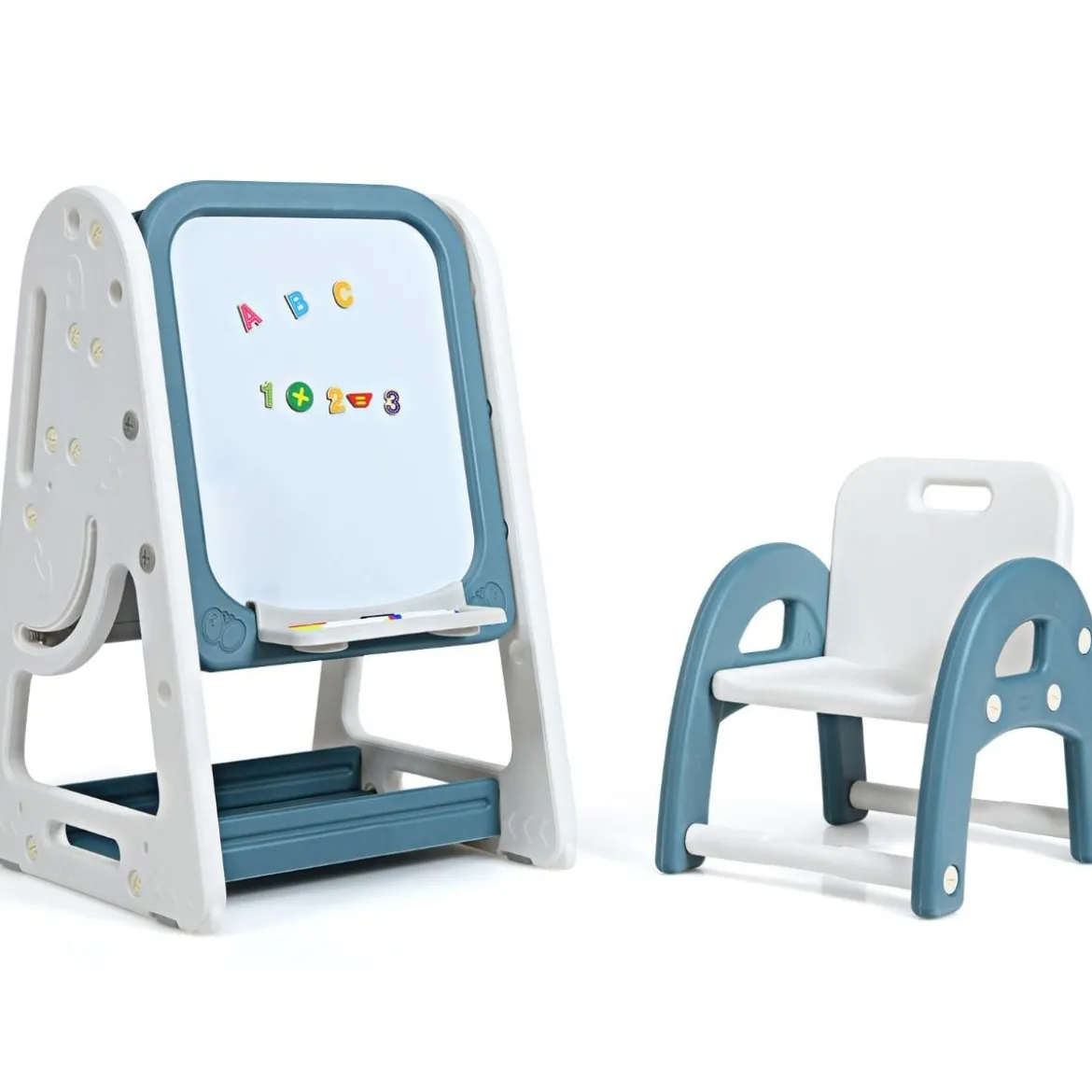 2 in 1 Kinder-Kunststaffelei Doppelseitige Magnetische Tafel Blau