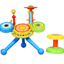 2-in-1 Kinder Musikinstrument Elektronisches Rock und Musical Schlagzeug 50 x 38 x 52 cm Bunt