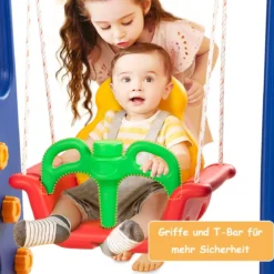 3 in 1 Kinder Rutschen Kletter Spielset mit Basketballkorb Kletter und Schaukel