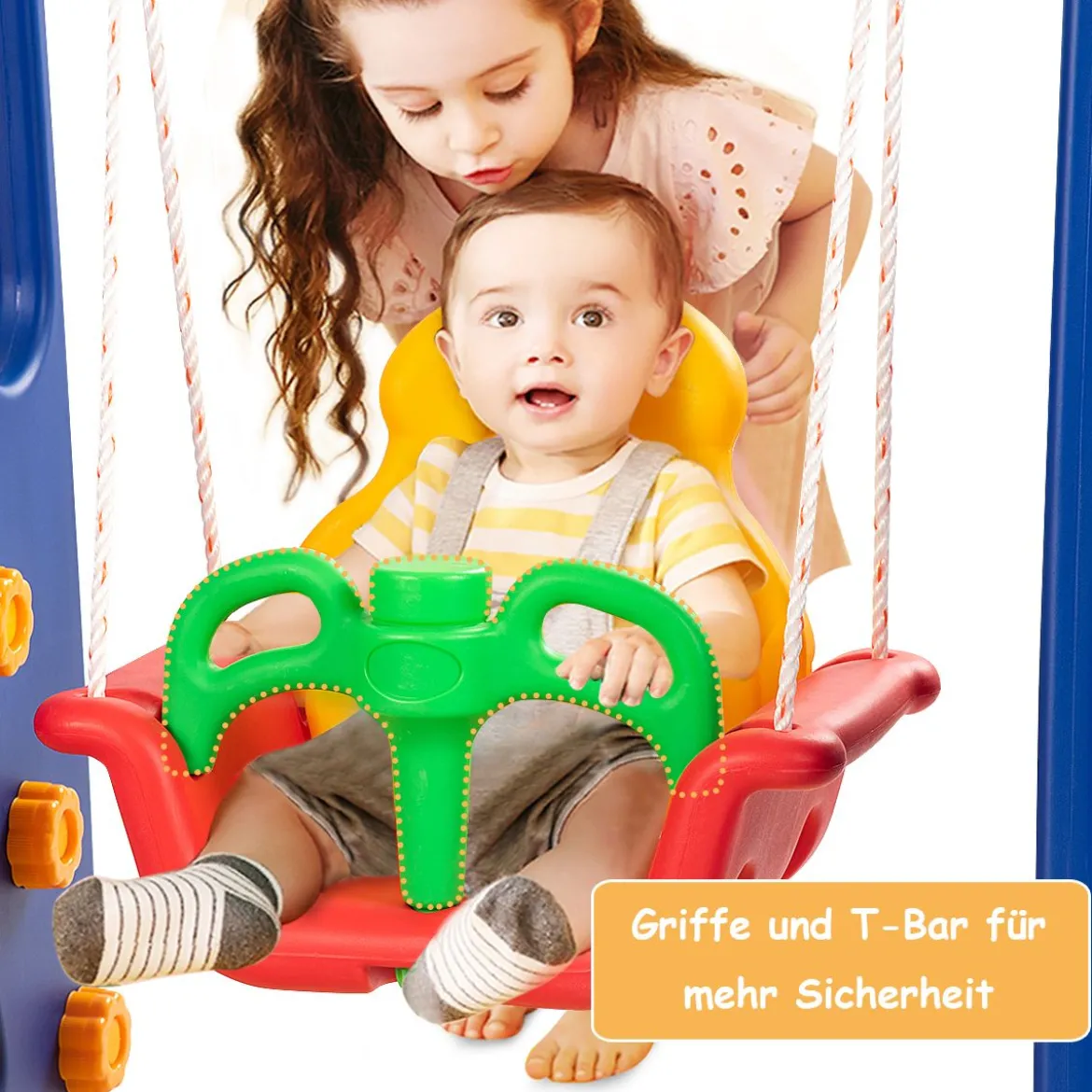 3 in 1 Kinder Rutschen Kletter Spielset mit Basketballkorb Kletter und Schaukel