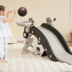 5 in 1 Kinder Rutsche Schaukelpferd Kinderrutsche mit Basketball