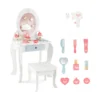 2 in 1 Kinder Schminktisch Set mit Hocker & Abnembarem Spiegel & Schubladen & Zubehören