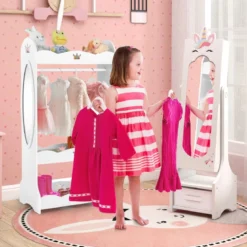 2 in 1 Kinder Schmuckschrank mit Ganzkörperspiegel & Schublade Spiegelschrank