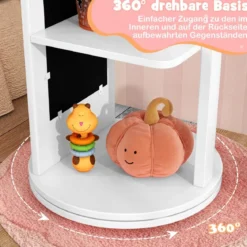 4 in 1 Kinder Schmuckschrank Spiegelschrank 360° drehbar mit Ganzkörperspiegel Weiß/Rosa