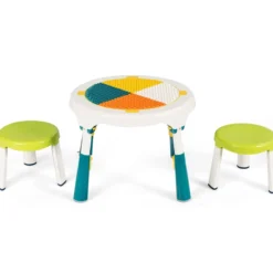 5 in 1 Kindersitzgruppe Kinder Spieltisch klappbar Spieltischset höhenverstellbar Sitzgruppe für Kinder mit Staufach Tisch & 2 Stühle Grün