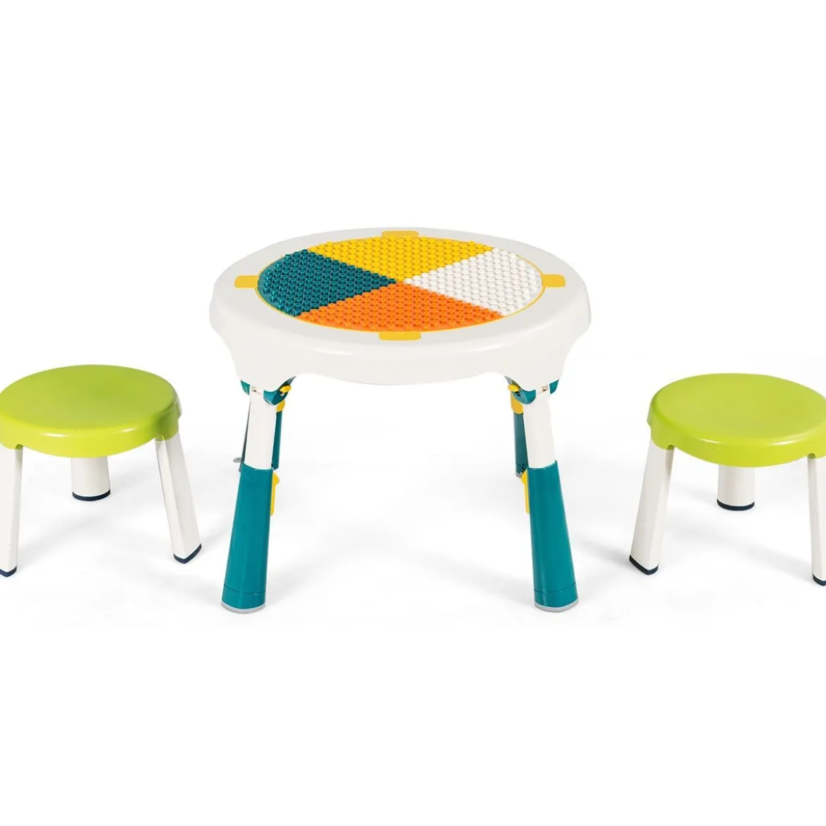 5 in 1 Kindersitzgruppe Kinder Spieltisch klappbar Spieltischset höhenverstellbar Sitzgruppe für Kinder mit Staufach Tisch & 2 Stühle Grün