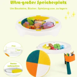 5 in 1 Kindersitzgruppe Kinder Spieltisch klappbar Spieltischset höhenverstellbar Sitzgruppe für Kinder mit Staufach Tisch & 2 Stühle Grün