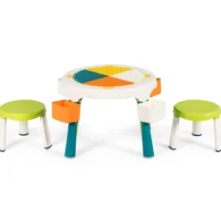 5 in 1 Kindersitzgruppe Kinder Spieltisch klappbar Spieltischset höhenverstellbar Sitzgruppe für Kinder mit Staufach Tisch & 2 Stühle Grün
