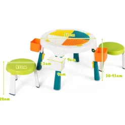 5 in 1 Kindersitzgruppe Kinder Spieltisch klappbar Spieltischset höhenverstellbar Sitzgruppe für Kinder mit Staufach Tisch & 2 Stühle Grün