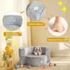 2 in 1 Kindersofa im Dunkeln Leuchtend mit Abnehmbarem Bezug Spielsofa Kindercouch