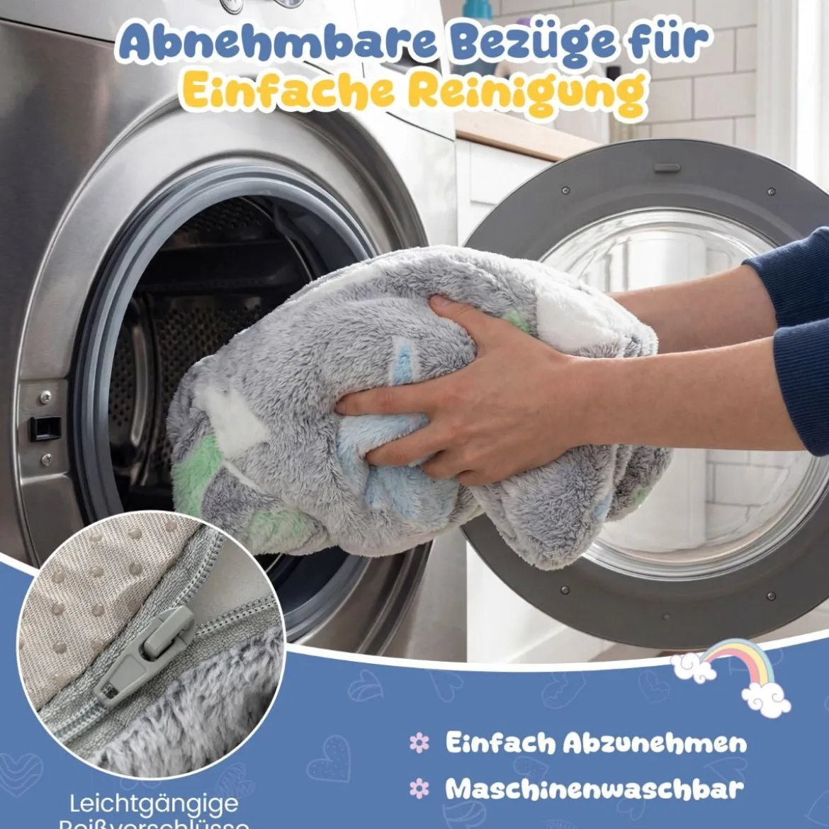 3 in 1 Kindersofa im Dunkeln Leuchtend mit Kissen & Abnehmbarem Bezug Gepolsterter Kindersessel Grau