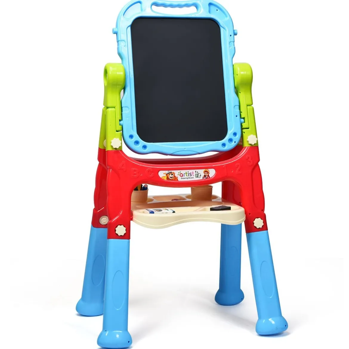 2 in 1 Kinder Staffelei Kunststaffelei doppelseitig mit Kreidetafel & Whiteboard 61 x 45 x 109 cm Blau